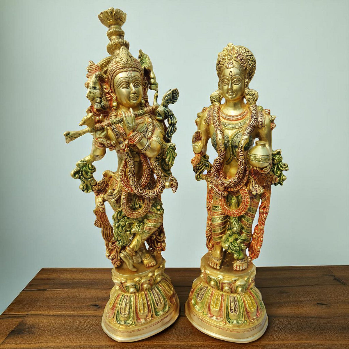 Brass Showpiece Krishan and Radha Pair God Idol Statue  - 7*5*22 inch (BS092 A)