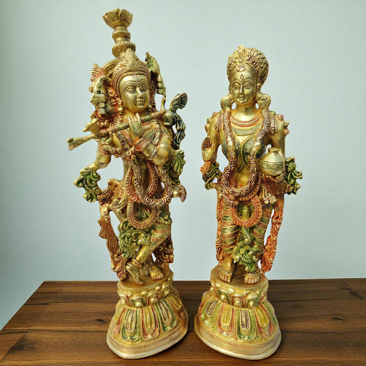 Brass Showpiece Krishan and Radha Pair God Idol Statue  - 7*5*22 inch (BS092 A)