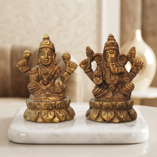 Brass Showpiece Laxmi Ganesh Pair God Idol Statue (BS1003)