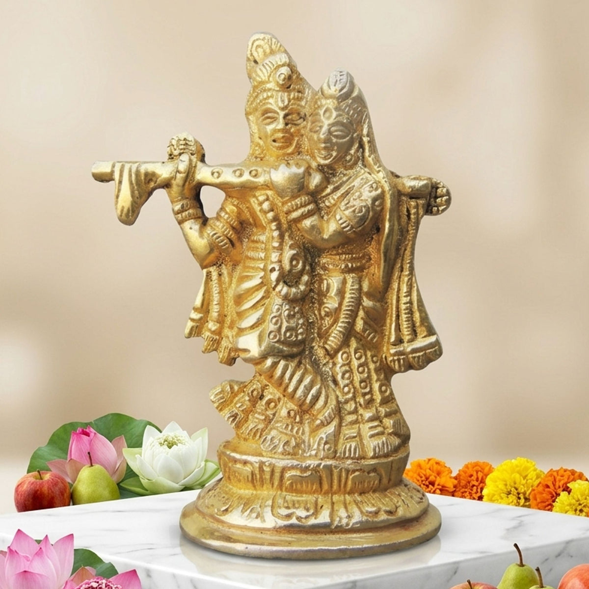 Brass Showpiece Radha Krishna God Idol Statue  - 2.2*1.2*3 inch (BS1007 A)