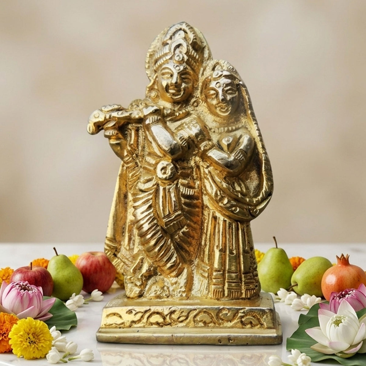 Brass Showpiece Radha Krishna God Idol Statue  - 1.7*0.8*2.6 inch (BS1007 B)