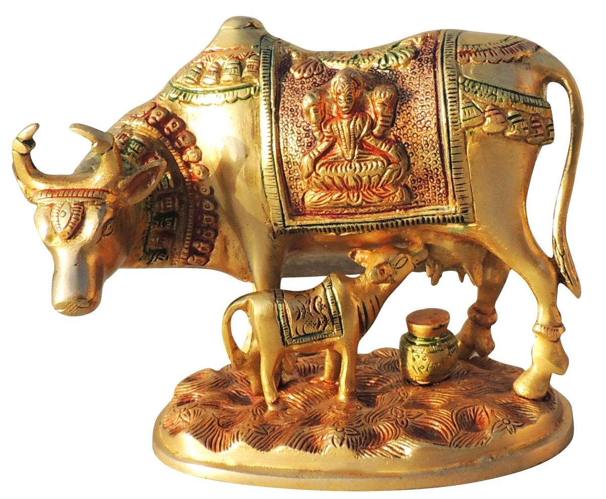 Brass Showpiece Cow With Calf Statue - 8.2*4*6.5 Inch (BS1012 C)