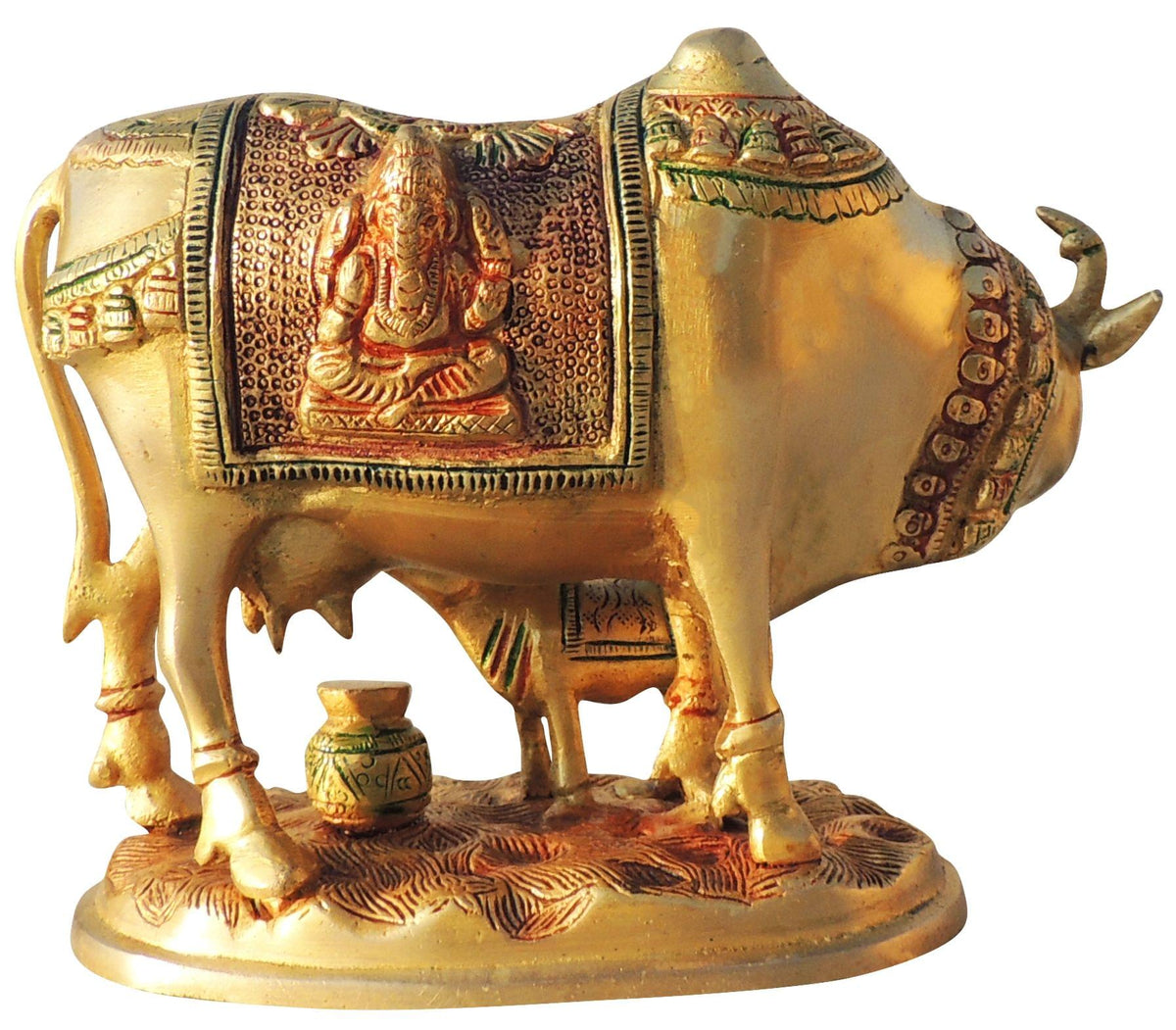 Brass Showpiece Cow With Calf Statue - 8.2*4*6.5 Inch (BS1012 C)