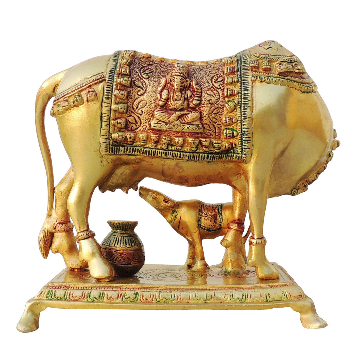 Brass Showpiece Cow With Calf Statue - 10*6.5*8.5 inch (BS1012 E)