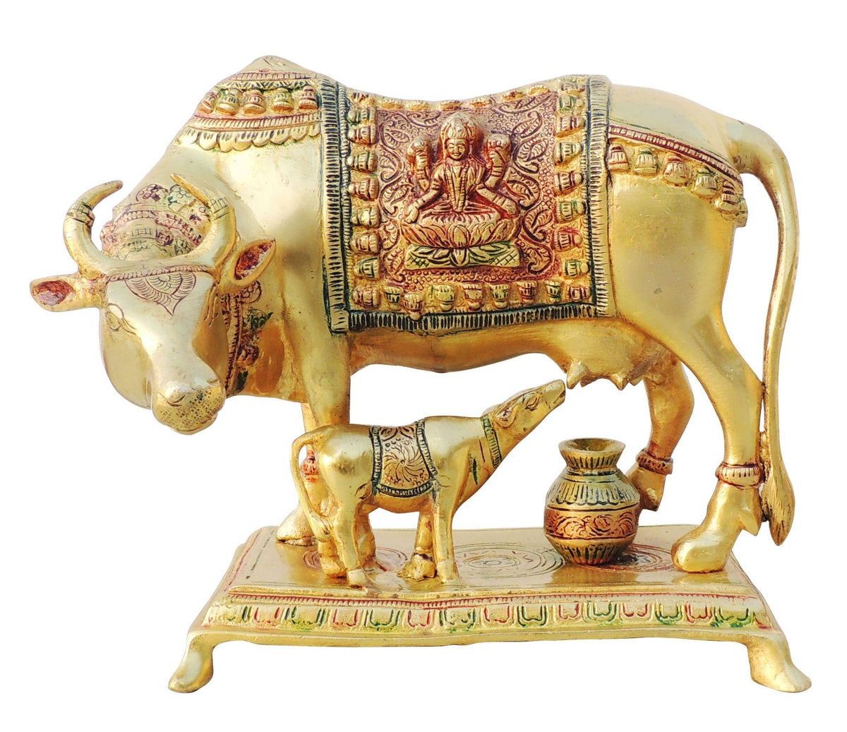 Brass Showpiece Cow With Calf Statue - 10*6.5*8.5 inch (BS1012 E)