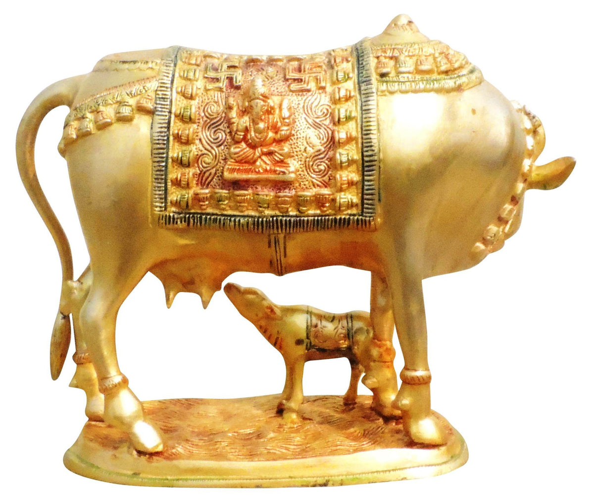 Brass Showpiece Cow With Calf Statue - 13.5*7.8*9.5 inch (BS1012 F)
