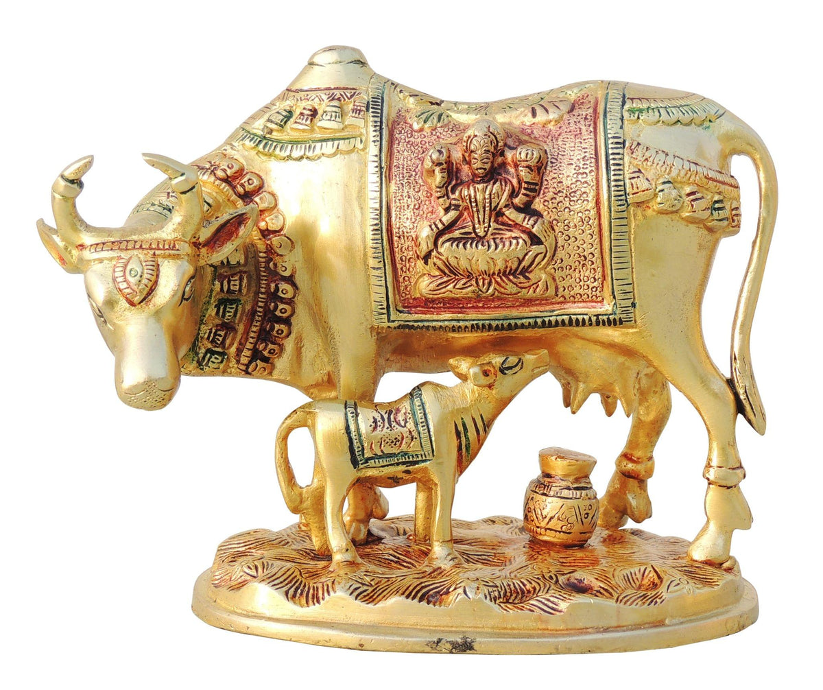 Brass Showpiece Cow With Calf Statue - 8.5*4.2*6.5 inch (BS1013 B)