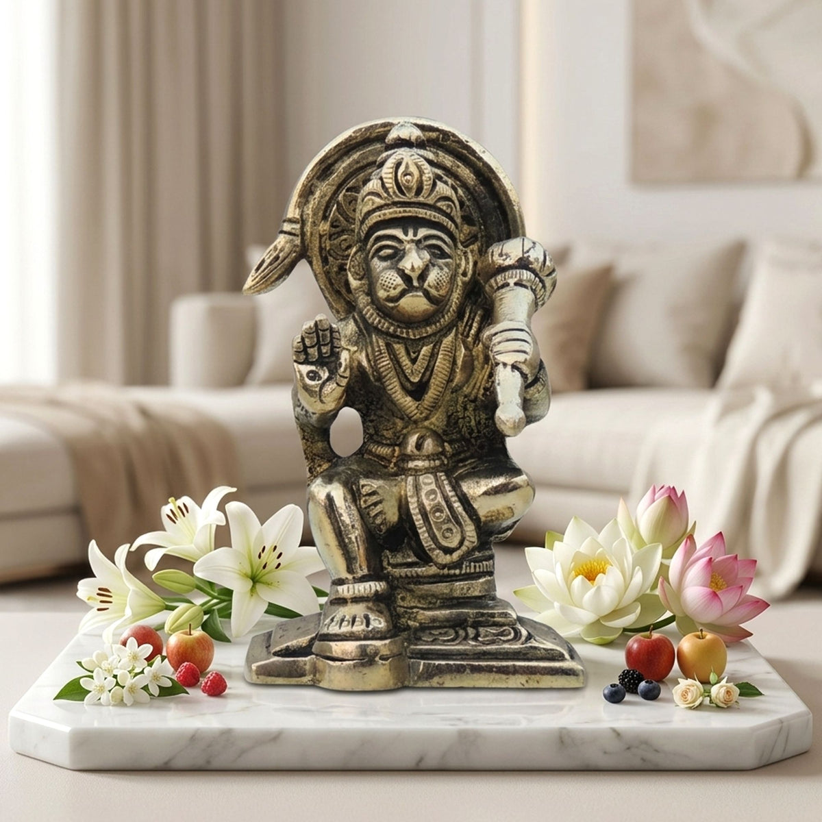 Brass Showpiece Hanuman Ji God Idol Statue - 2*1.6*3.1 Inch (BS1032 C )
