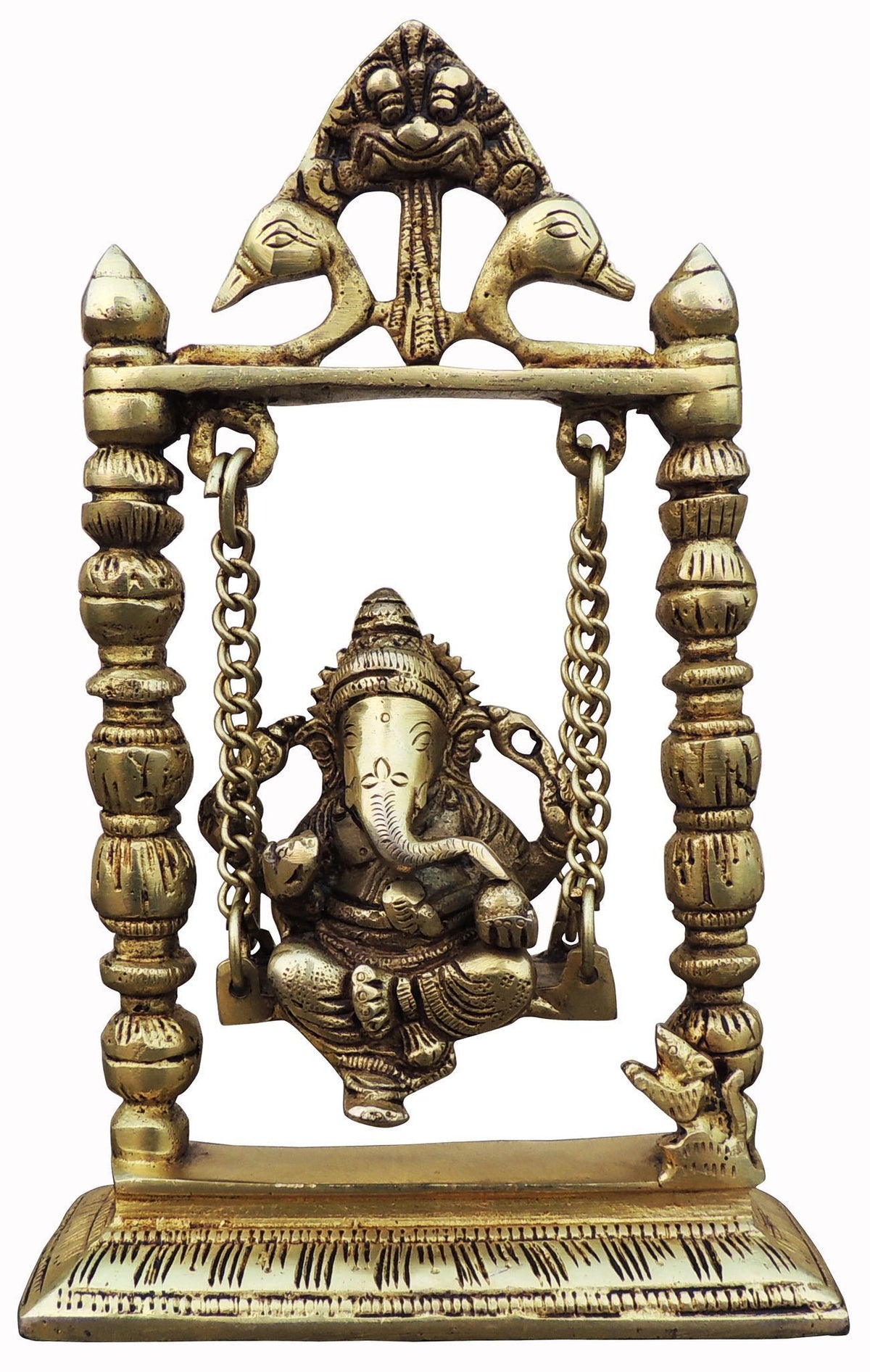 Brass Showpiece Ganesh Jhula God Idol Statue - 5.5*2*9 Inch (BS1038 B)
