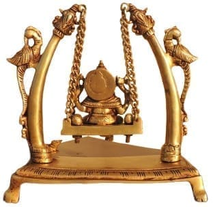 Brass Showpiece Ganesh Jhula God Idol Statue - 9*3.7* 9 Inch (BS1038 D)