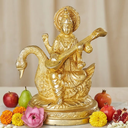 Brass Showpiece Saraswati Ji God Idol Statue  - 3.4*2.5*4.8 inch (BS1042 S)