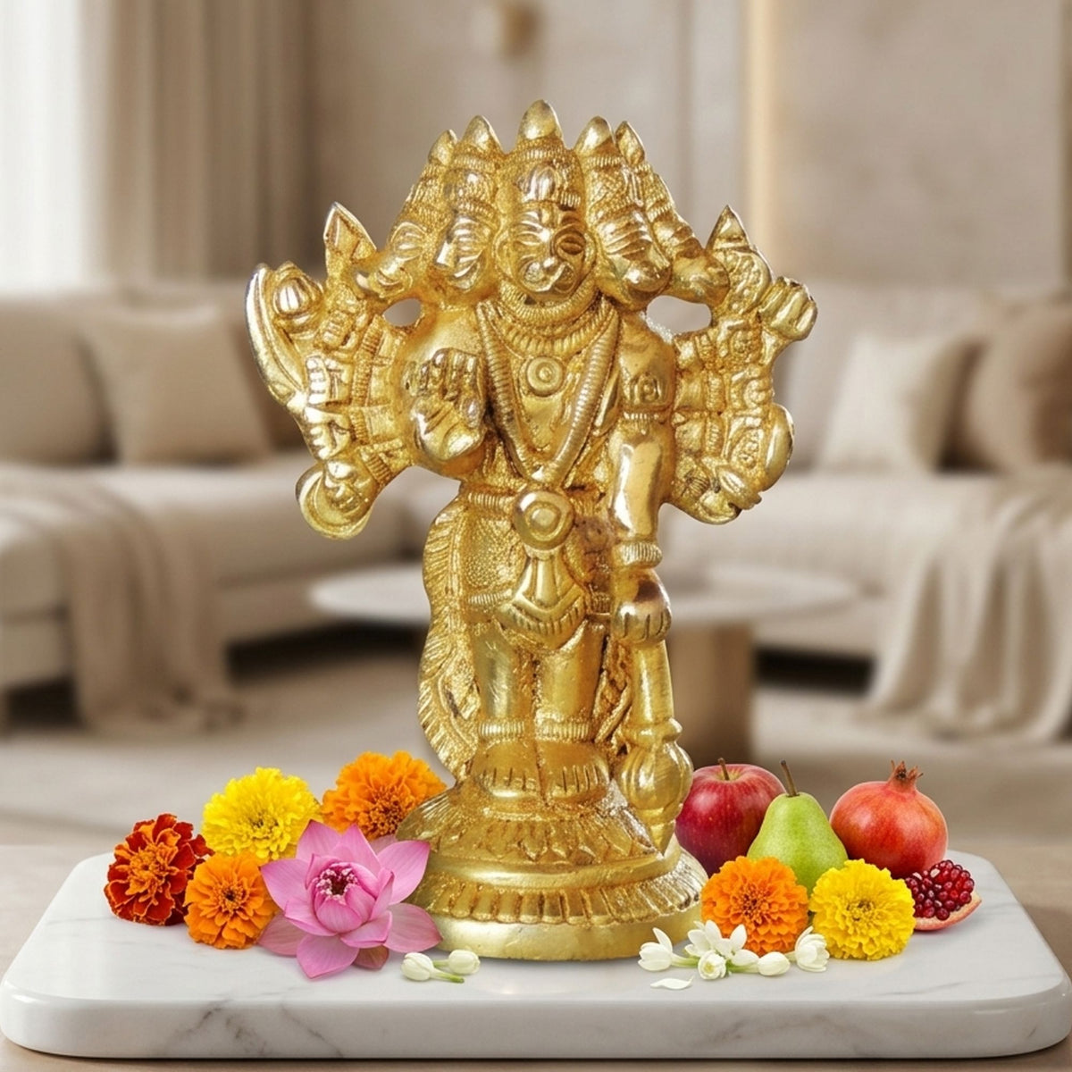 Brass Showpiece Panchmukhi Hanuman Ji God Idol Statue  - 3*1.5*4 inch (BS1048 E)