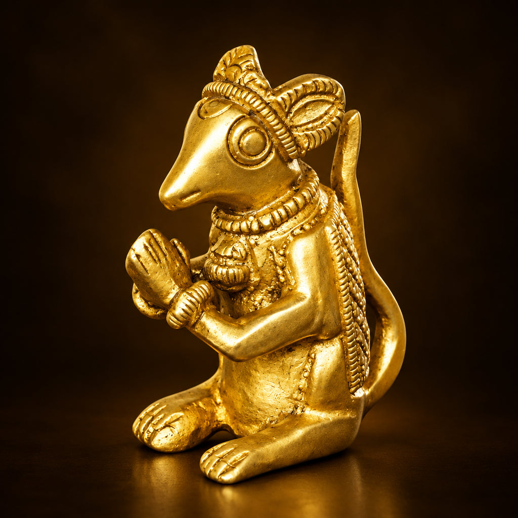 Brass Ganeshji Chuha ( Rat Mouse Chooha) Statue - 1*2*2 Inch (BS1051 C)