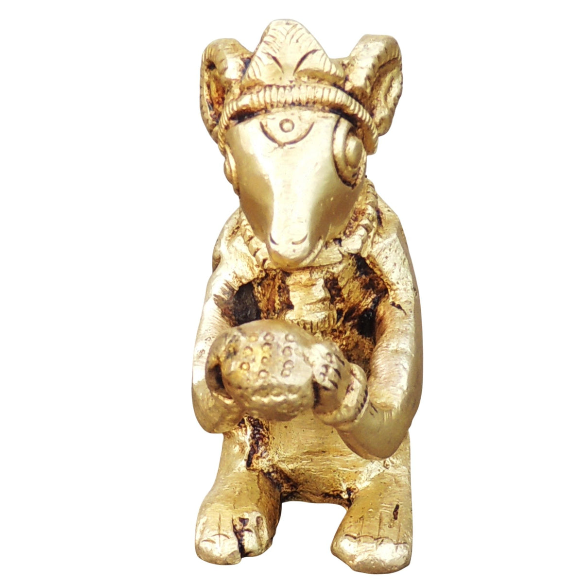 Brass Showpiece Rat God Idol Statue - 2*1*2.5 Inch (BS1051 D)