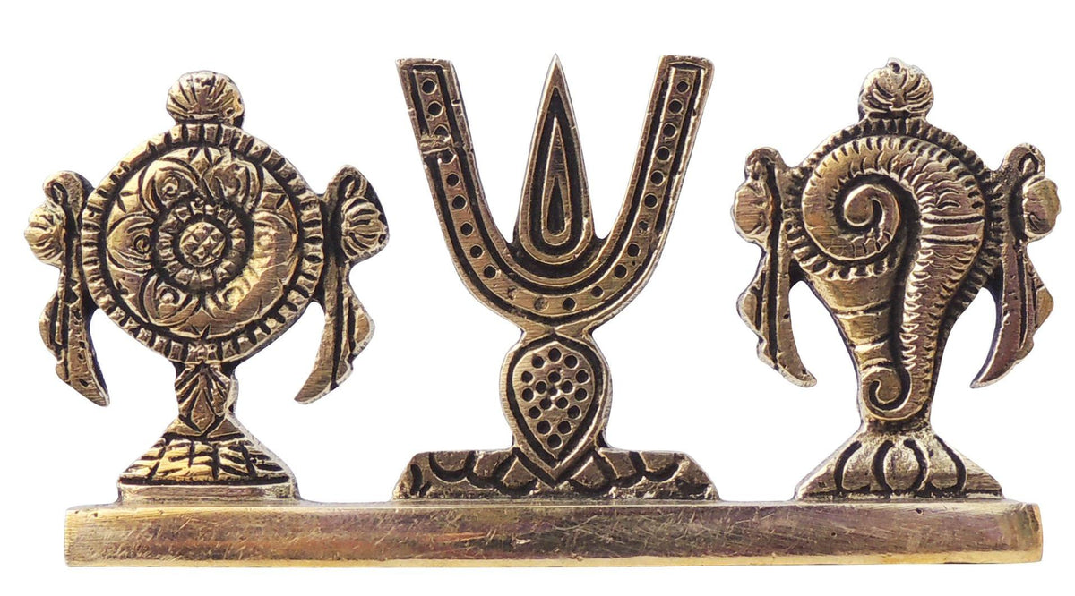 Brass Showpiece Shankh Chakra Namah God Idol Statue - 4*0.5*2.2 Inch (BS1072 X)