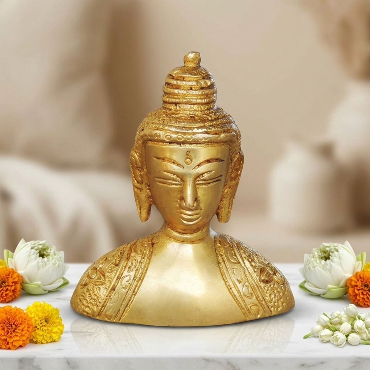 Brass Showpiece Buddha Half Statue  - 2.7*1*3.5 inch (BS1073 C)