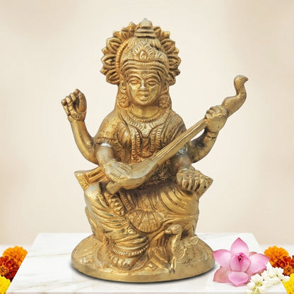 Brass Showpiece Saraswati Ji God Idol Statue  -3.5*2.2*5 inch (BS1114 S)