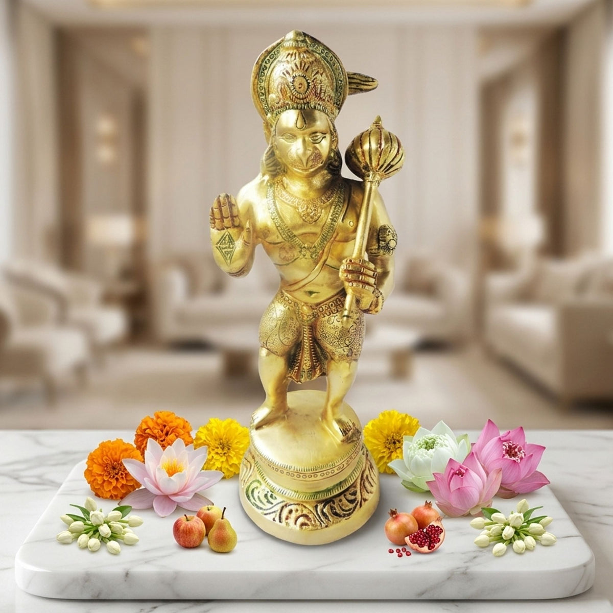 Brass Showpiece Hanuman Ji Statue - 4.5*4.7*13 Inch (BS1141 B)