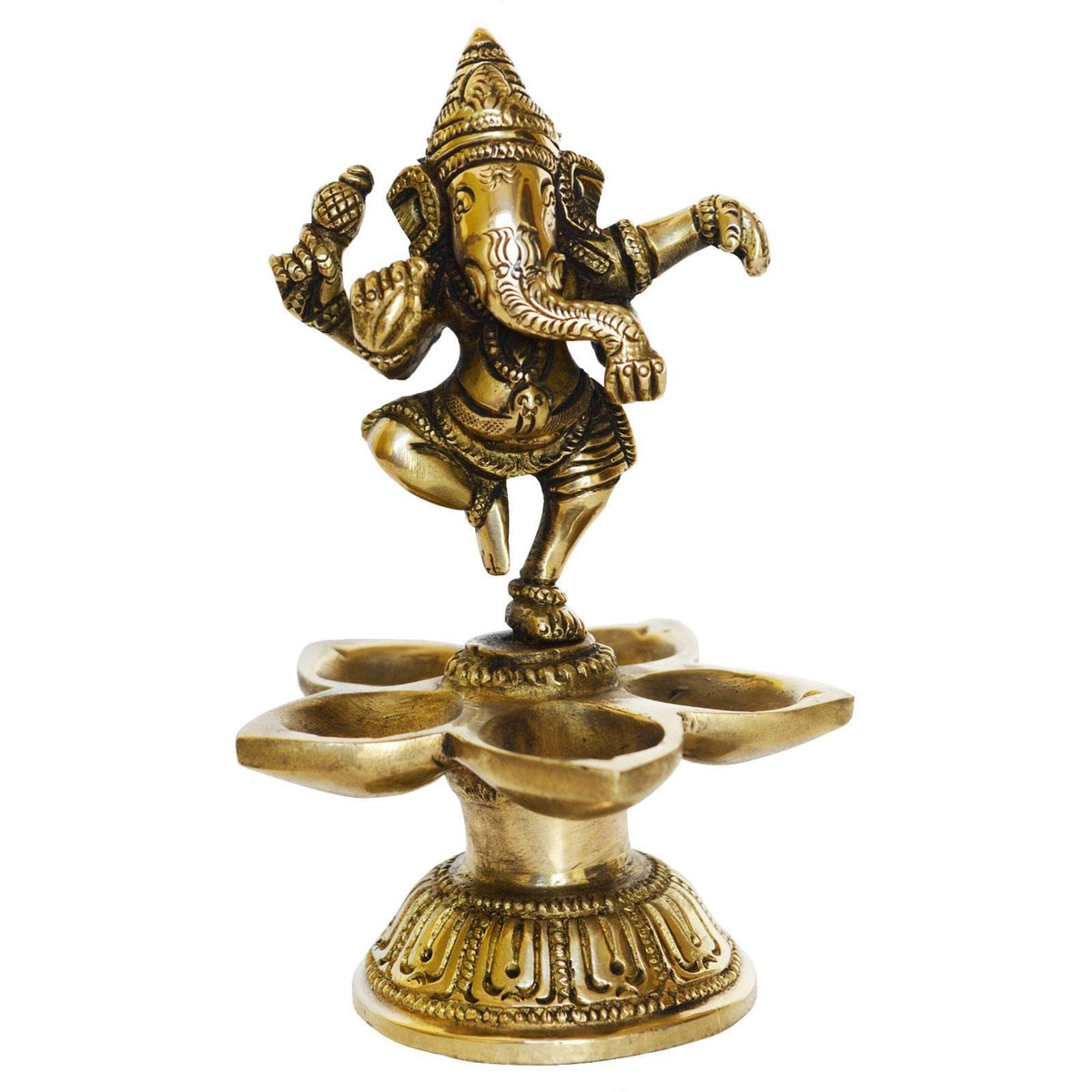 Brass Dancing Ganesha Oil Lamp Deepak - 3.6*3.6*6 inch (BS1169 A)