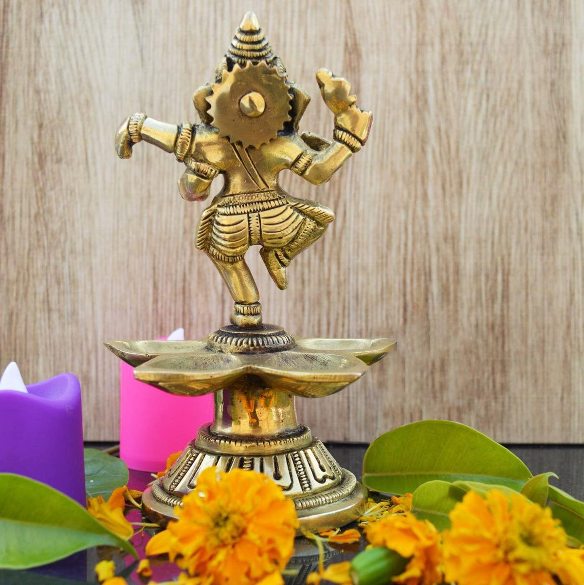 Brass Dancing Ganesha Oil Lamp Deepak - 3.6*3.6*6 inch (BS1169 A)