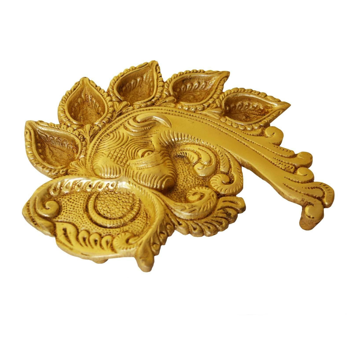 Brass Elephant Face Conch Shape Deepak 5 Wicks - 8*1*7 inch (BS1187 A)
