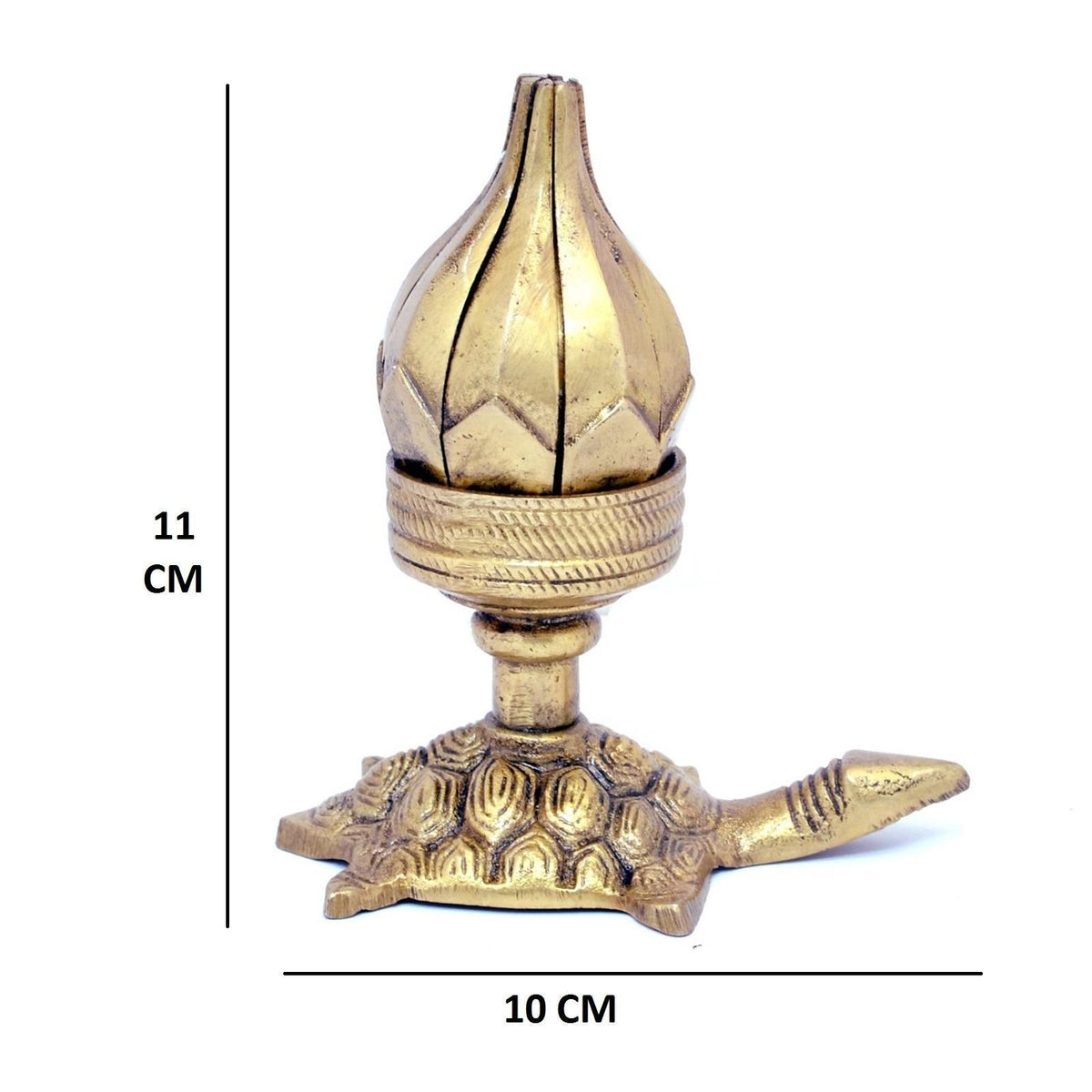 Brass Curved Metal Flower Candle holder On Tortoise - 4*2*4.5 inch (BS1188 A)
