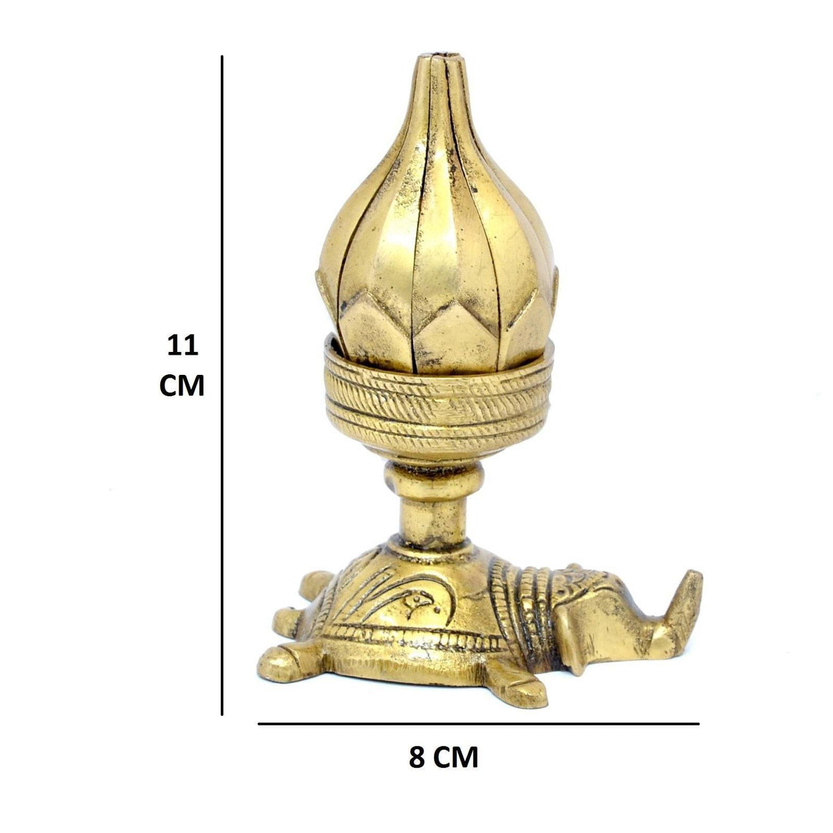 Brass Curved Metal Flower Candle holder On Elephant - 4*2*4.5 inch (BS1190 A)