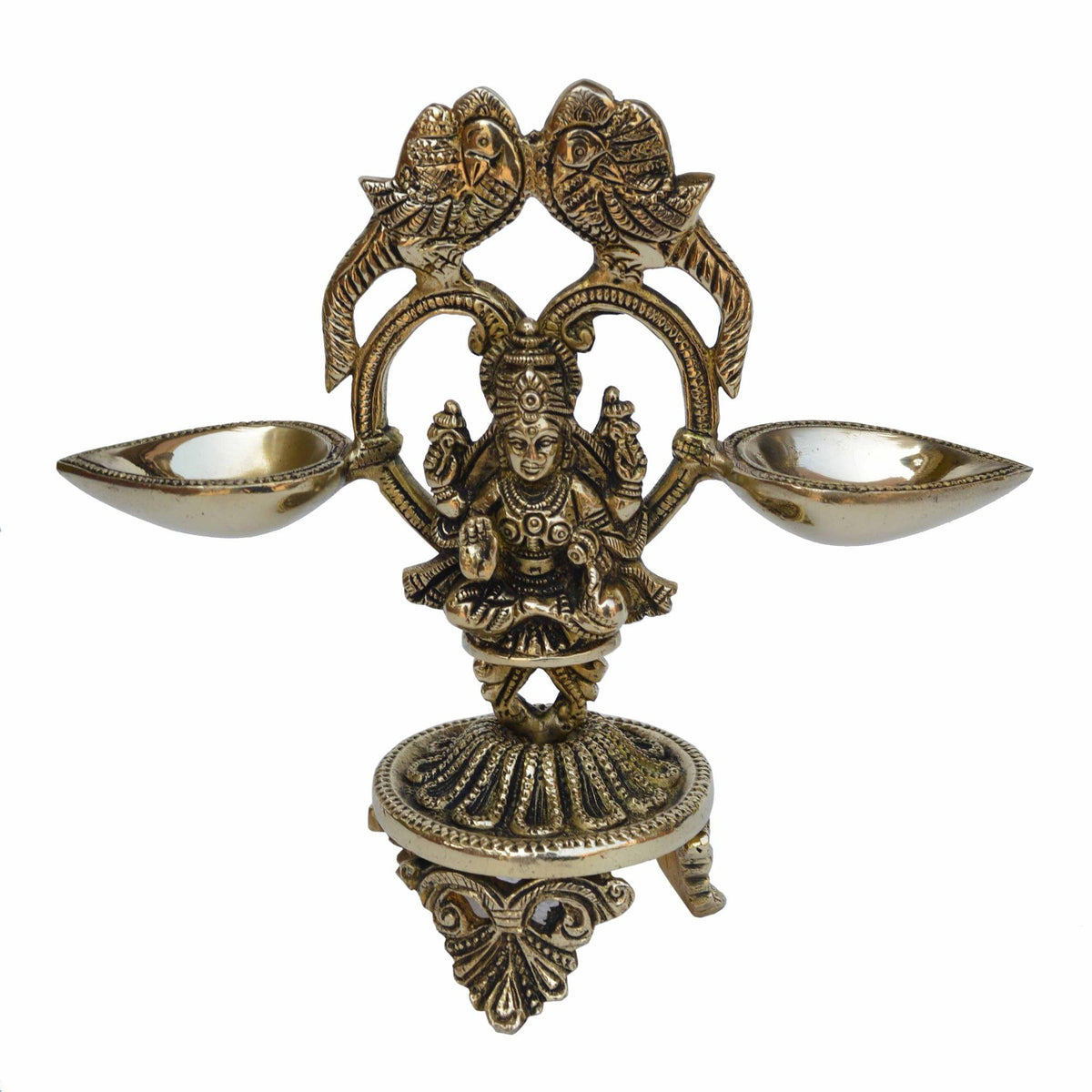 Brass Table Decor Oil Lamp Deepak With Laxmi  - 8*2.8*7.2 inch (BS1195 A)