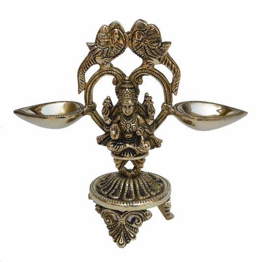Brass Table Decor Oil Lamp Deepak With Laxmi  - 8*2.8*7.2 inch (BS1195 A)