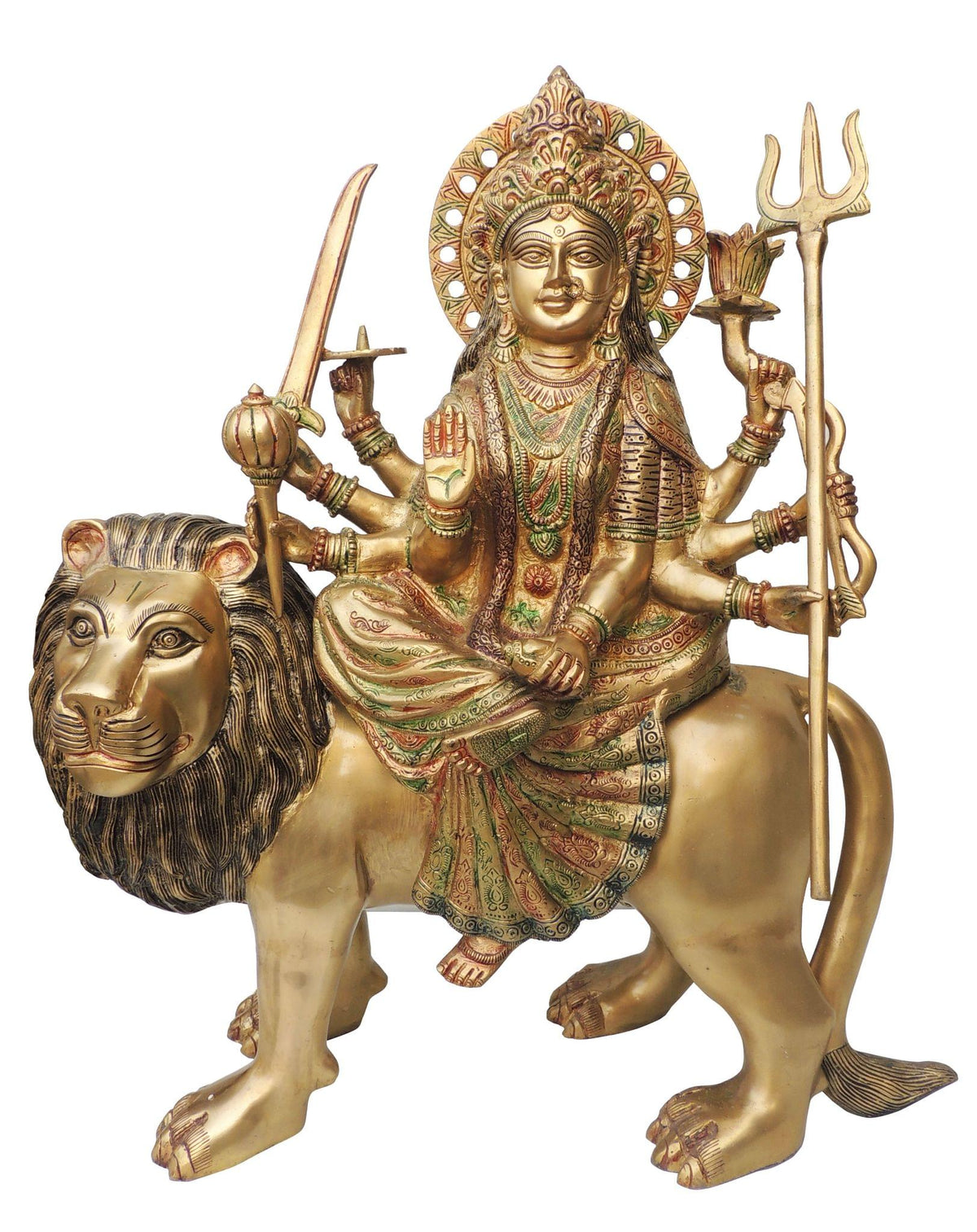 Brass Showpiece Durga Ji God Idol Statue - 19.5*10.5*22.5 inch (BS1217 A)