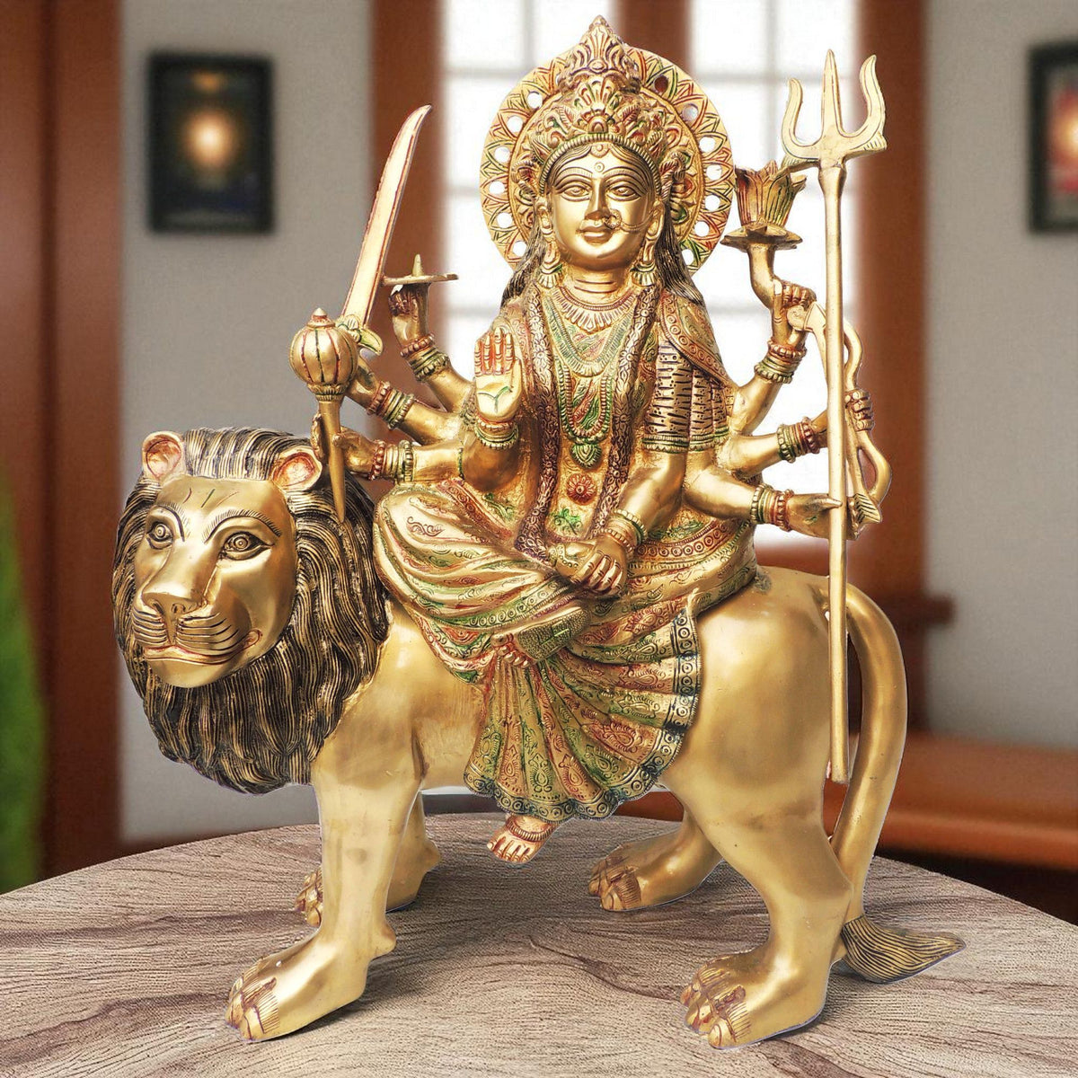 Brass Showpiece Durga Ji God Idol Statue - 19.5*10.5*22.5 inch (BS1217 A)