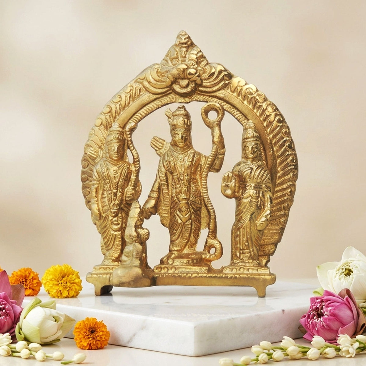 Brass Showpiece Ram Dharbar Same Base Statue - 4.5*2*5.5 Inch (BS131 F)