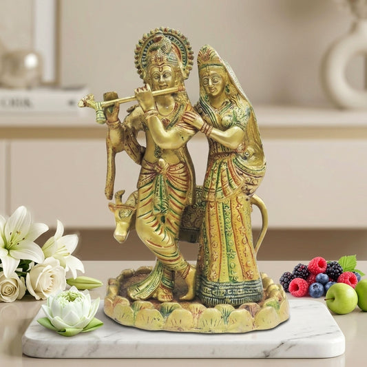 Brass Showpiece Radha Krishna God Idol Statue - 7.5*5.5*11 Inch (BS1231 A)