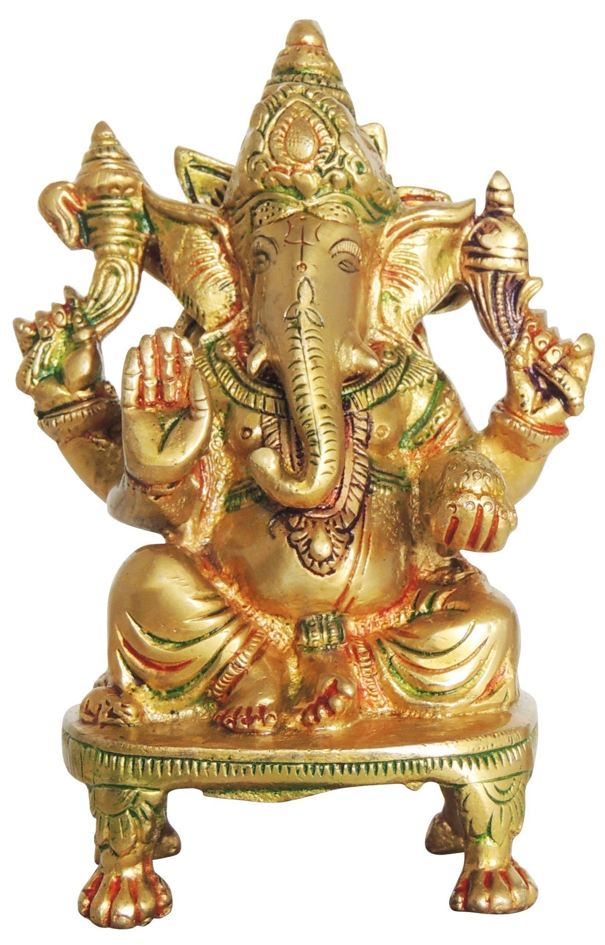Brass Showpiece Ganesh Ji Statue - 3.6*2.5*5.6 inch (BS1245 G)
