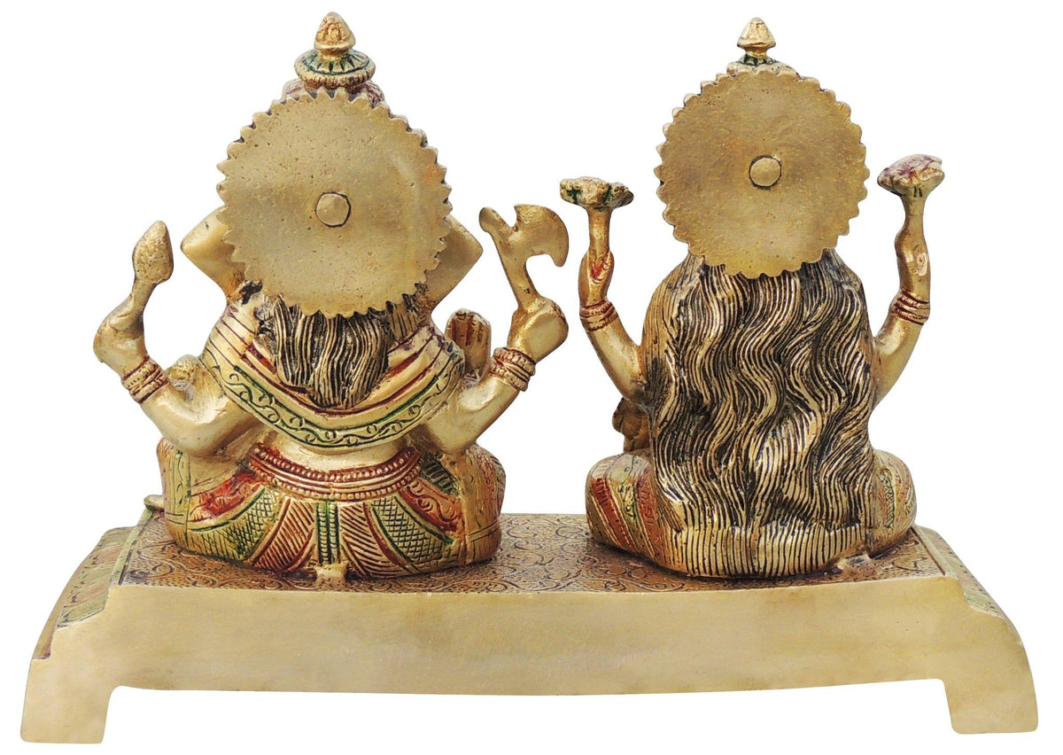 Brass Showpiece Laxmi Ganesh Statue - 10.5*4*7.3 Inch (BS1246 B)