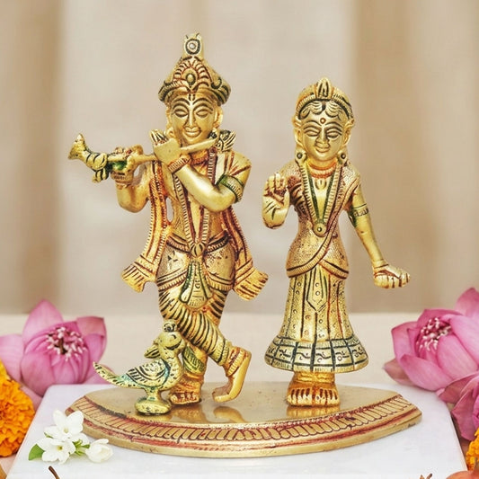 Brass Showpiece Radha Krishna Statue - 4.6*2.6*5.3 inch (BS1248 C)