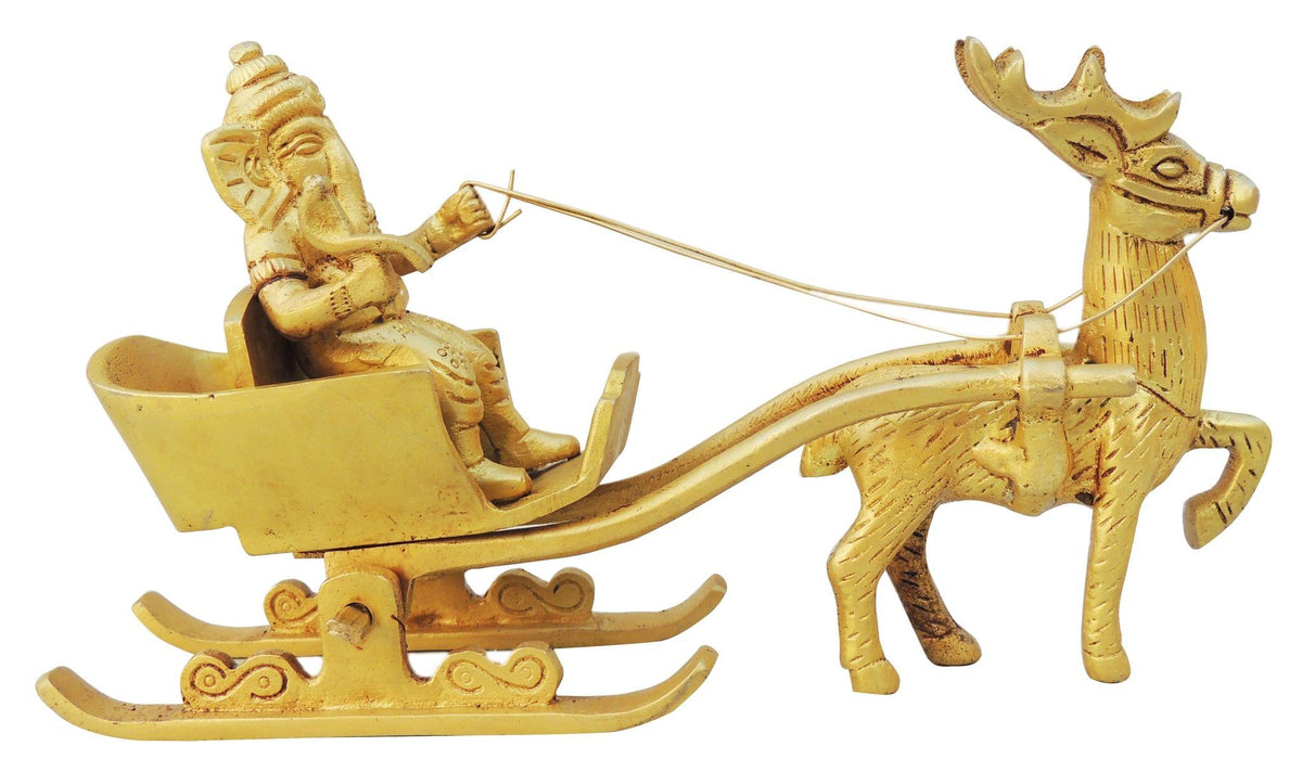 Brass Showpiece Ganesh Rath Statue - 7*2.5*4 inch (BS1260 A)