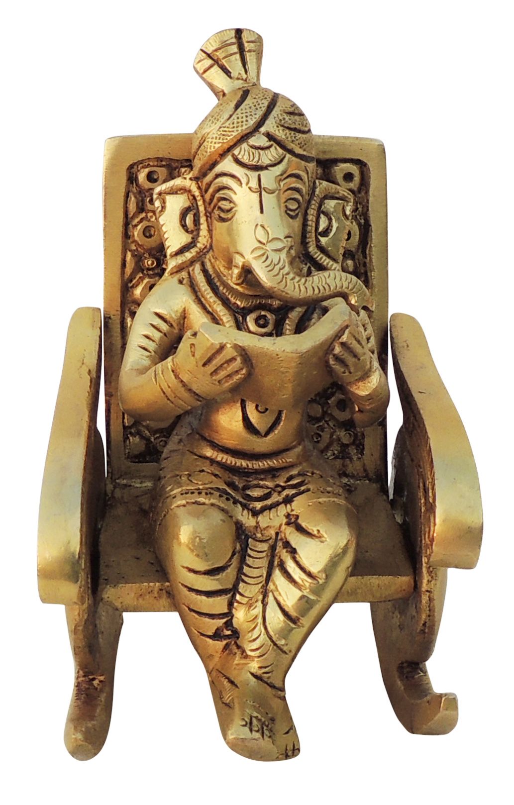 Brass Showpiece Chair Ganesh Ji God Idol Statue 3.5*2.5*4.5 Inch (BS1262 A)