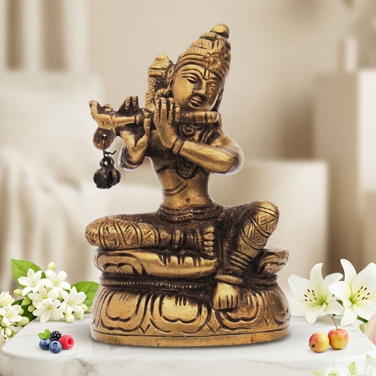 Brass Showpiece Krishna Statue - 2.5*1.5*4 Inch (BS1269 C)