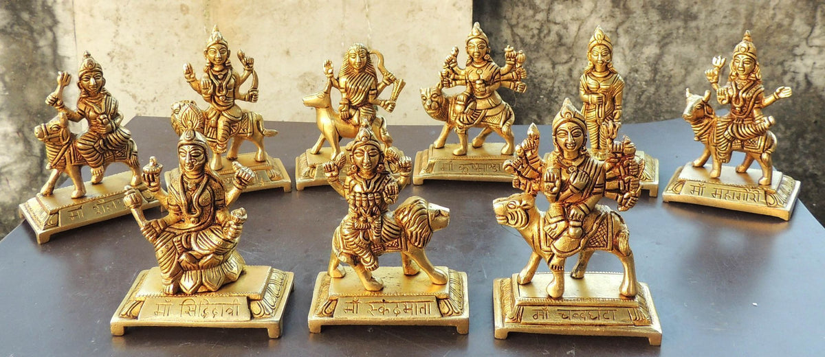 Brass Showpiece Nau Durga [Nine Durga] Statue (BS1271 E)