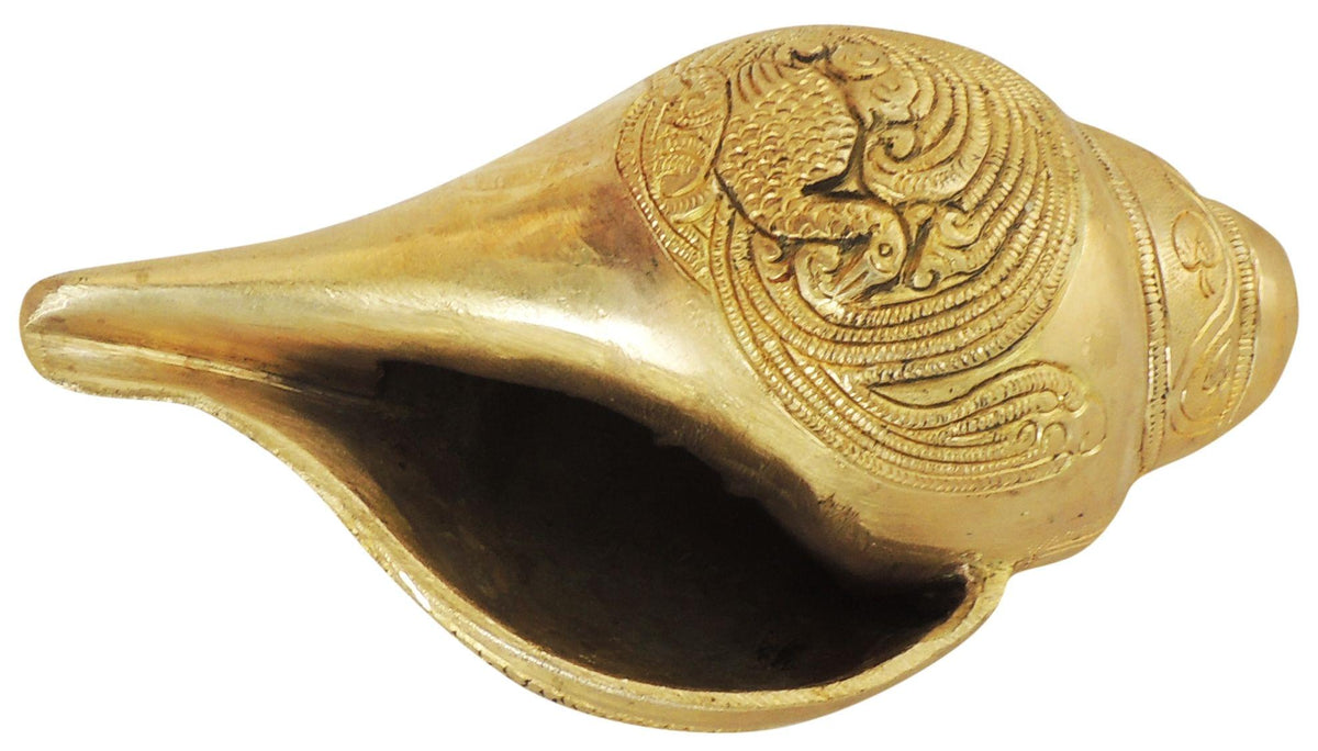Brass Showpiece Shankh, Conch with Sound - 6.5*3.5*3.2 inch (BS1277 C)