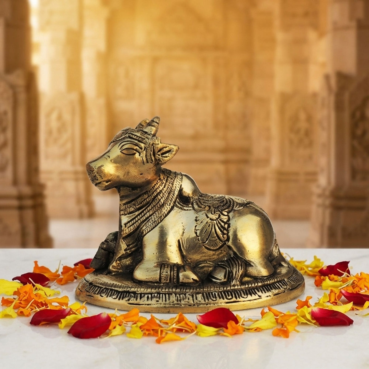 Brass Showpiece Nandi Statue  - 5.5*3*4 Inch (BS1291 G)