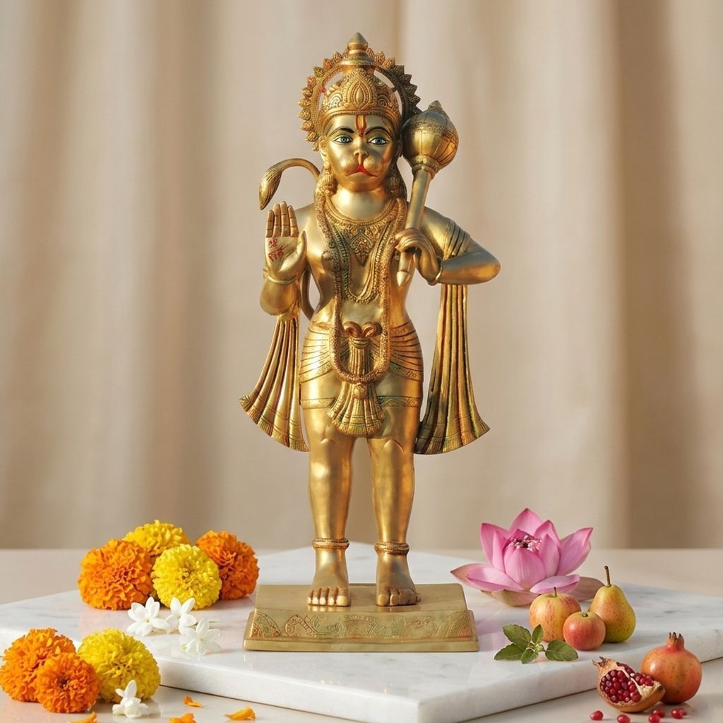Brass Showpiece Standing Hanuman Ji God Idol Statue - 15*10*35 Inch (BS1301 M)