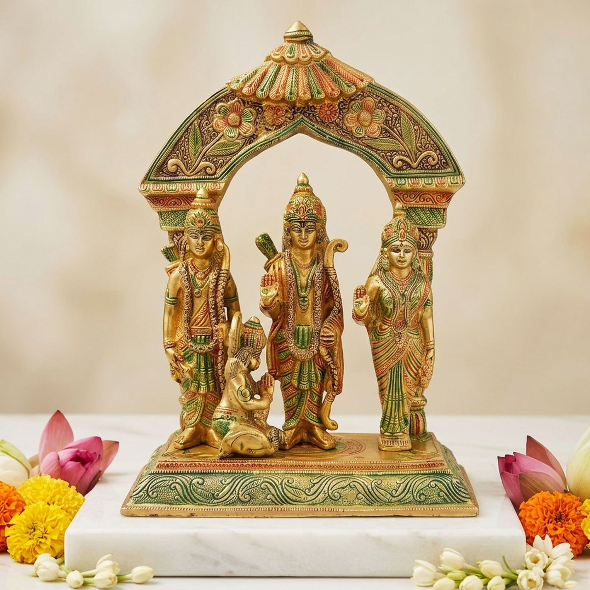 Brass Showpiece Ram Darbar God Idol Statue  - 7*3*8 inch (BS131 E)