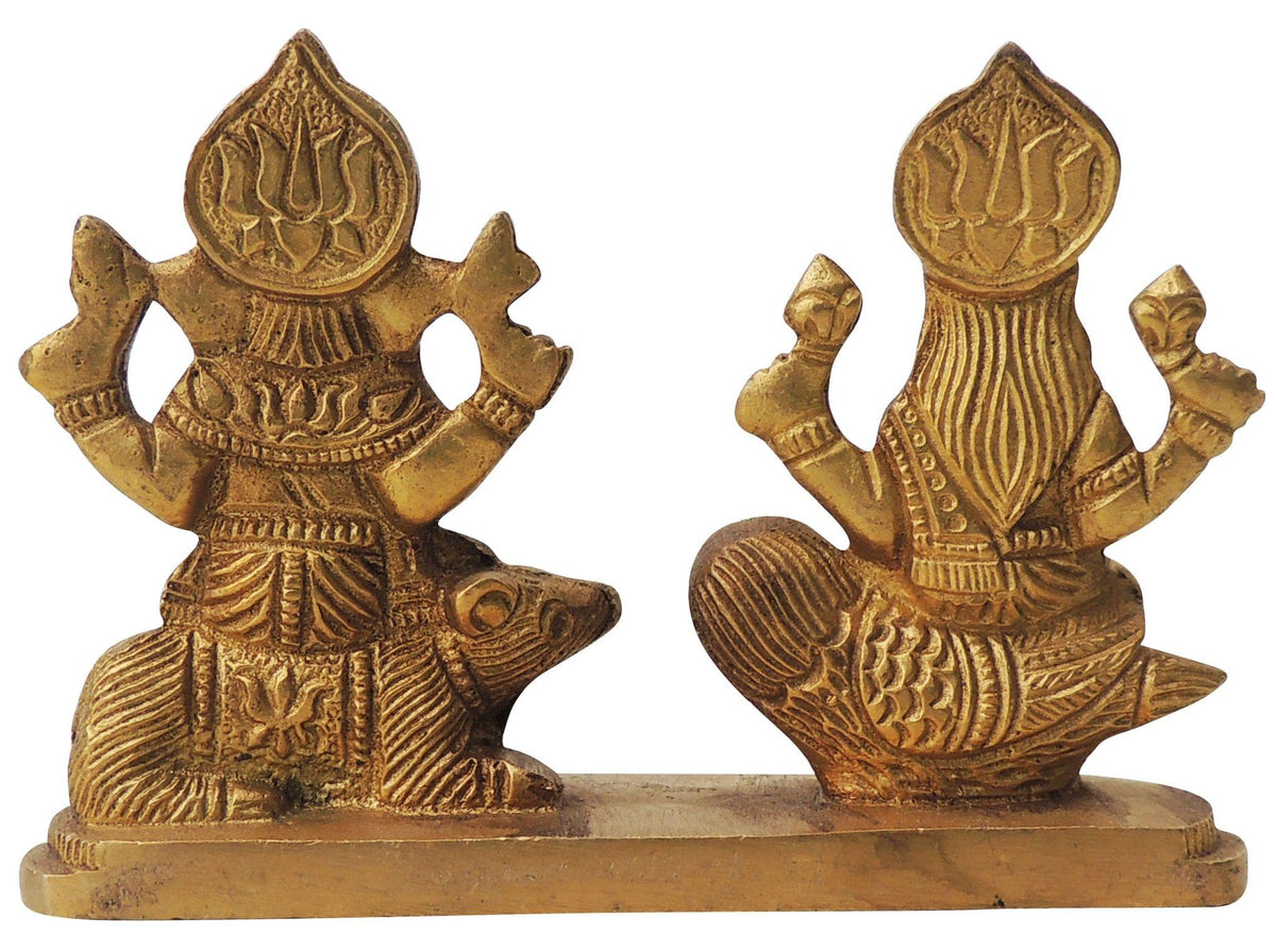 Brass Showpiece Laxmi Ganesh Statue  - 4*3*5 Inch (BS1310 C)