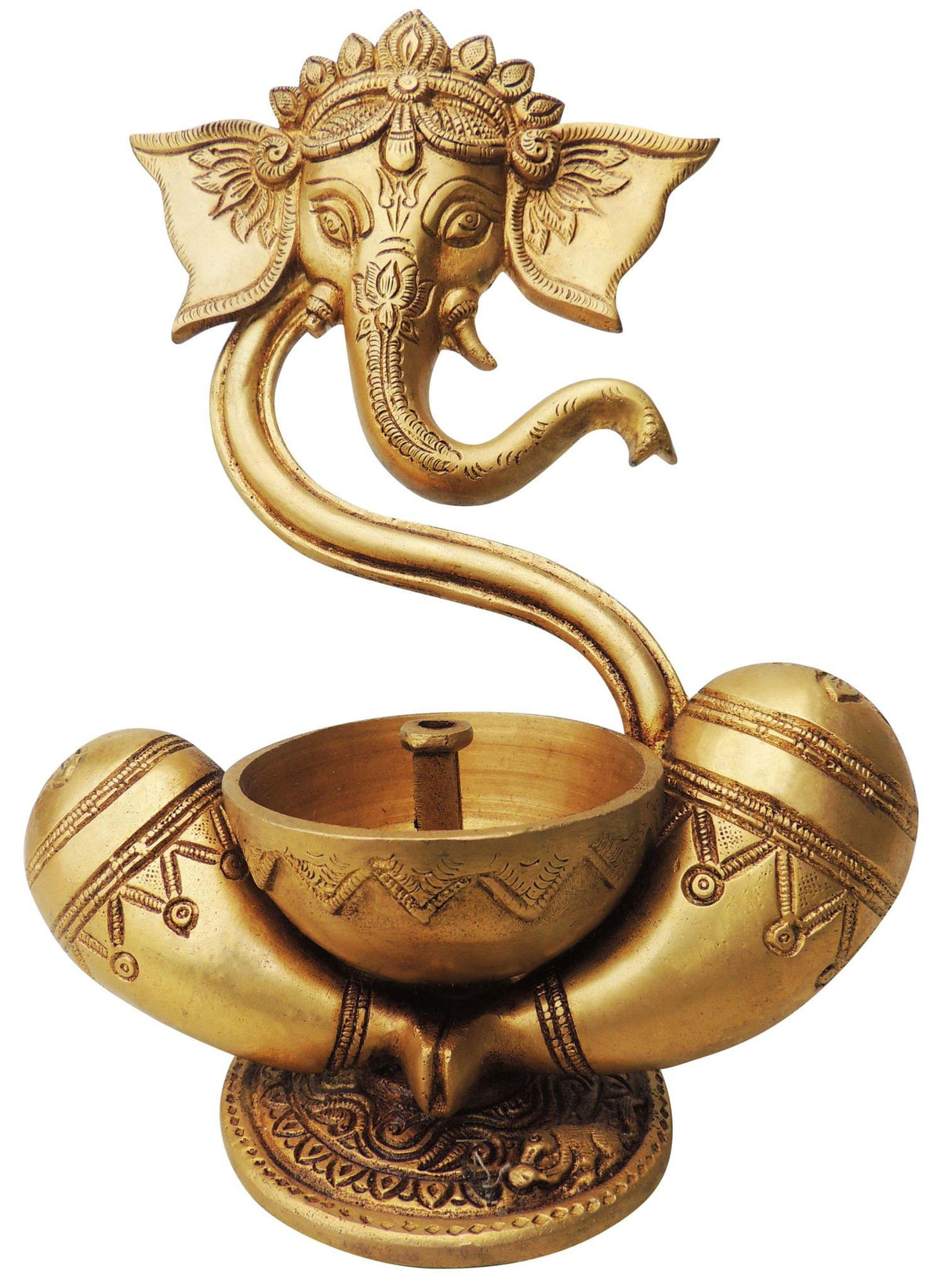 Brass Table Decor Deepak With Ganesh Ji - 6*3.1*8.5 Inch (BS1319 C)