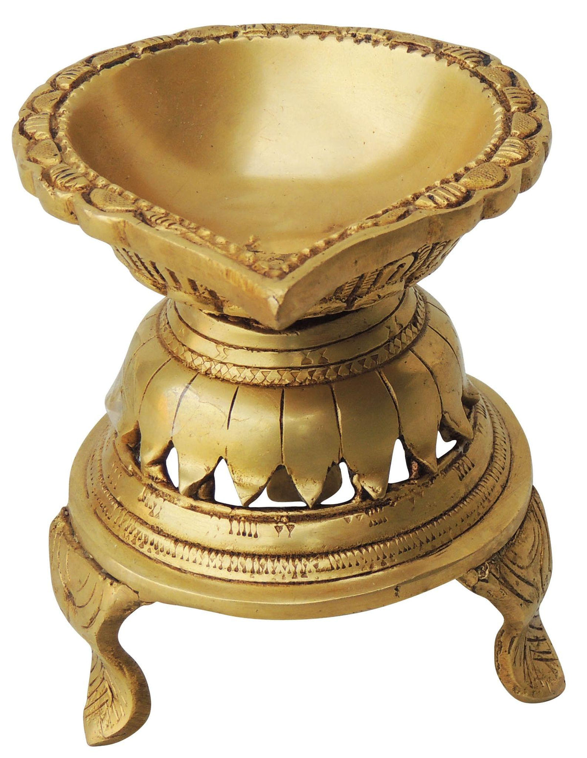 Brass Table Decor Oil Lamp, Deepak Statue - 4.5*4*4.6 Inch (BS1320 C)