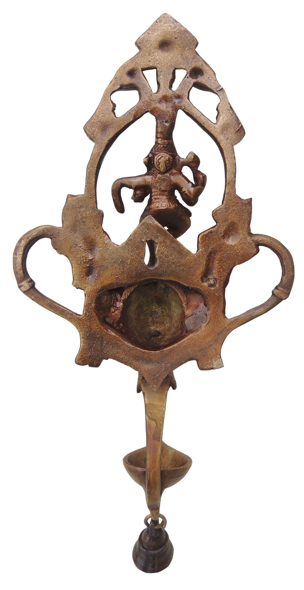 Brass Showpiece Wall Hanging Ganesh With Deepak God Idol Statue - 7*4*13.5 Inch (BS1321 C)