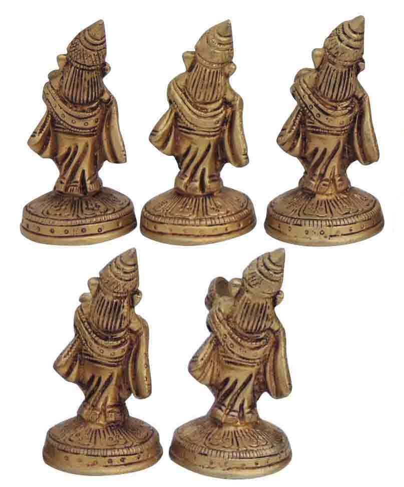 Brass Showpiece Musical Ganesh 5 pcs set God Idol Statue - 2*2*3.5 Inch (BS1368 B)