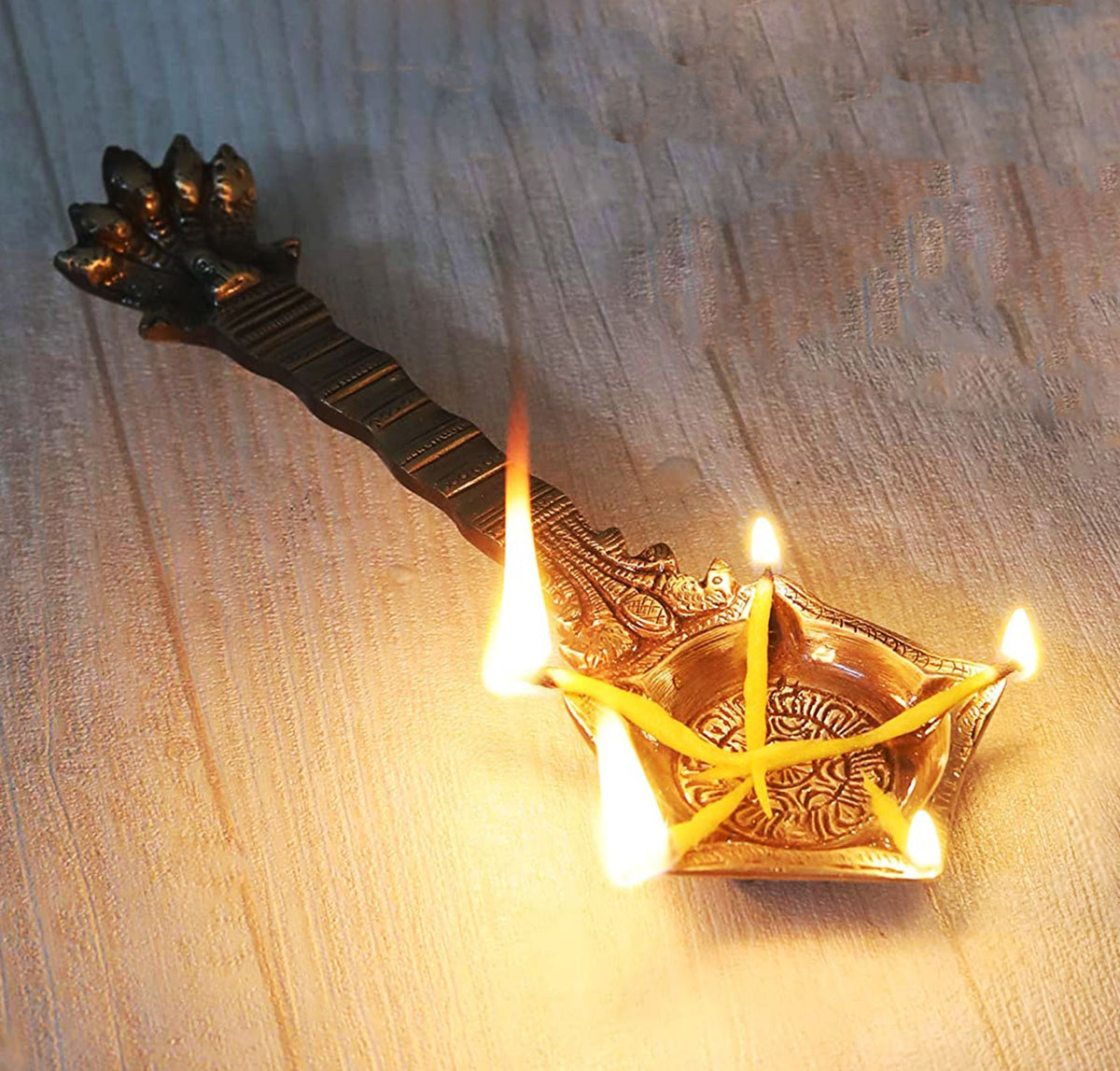 Brass Showpiece Hand Deepak Spoon God Idol Statue - 8.5*2.5*1 Inch (BS1374 E)